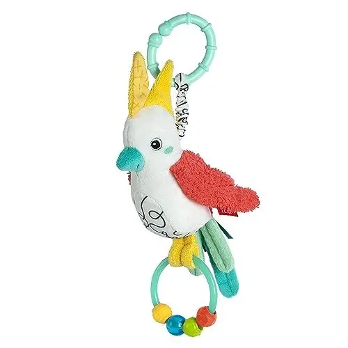 Produktbild: Fehn Spielzeug Baby Zwitscher-Vogel - Motorikspielzeug mit Befestigungsring - Spieltier mit Greif Elementen - Babyspielzeug zum Greifen & Entdecken - Kuscheltier für Babys & Kleinkinder ab 3+ Monaten