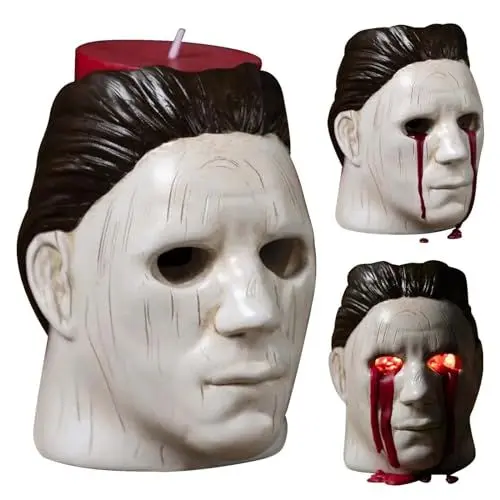Produktbild: Fehodun Michael Myers Kerzenhalter Michael Myers Statue Gruselige Party Kerzenständer Blutende Augen Dekoration Halloween Rote Kerze für das Abendessen bei Kerzenschein,Wohn,Esszimmer und Schlafzimmer