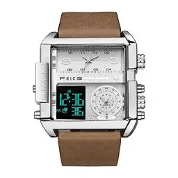 Produktbild: FEICE Herren Quarzuhr Multifunktions 24H Kalender Lederarmband Armbanduhr Einzigartig - FK030 (Braun)