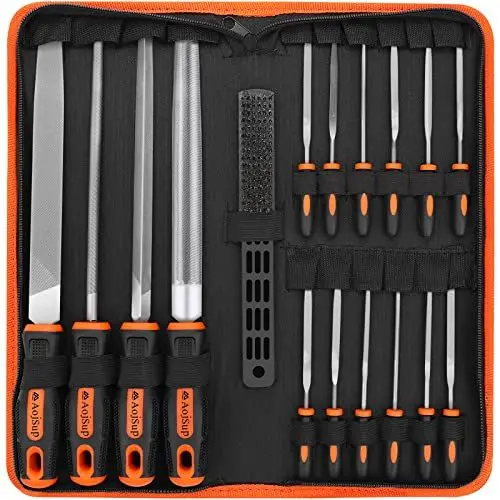 Produktbild: Feilen Set, AojSup 18 tlg. Feilenset Metall und Holz mit Aufbewahrungstasche, Hochwertiges Profi Feilensatz Metall inkl Flachstumpfeile, Halbrundfeile, Rundfeile, Dreikantfeile