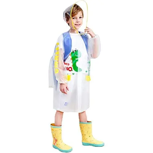 Produktbild: FeiliandaJJ Kinder Jungen Regen wasserdichte Regenbekleidung Ponchos mit Windjacke Kinder Regenmantel Jungen Mantel Jacke (Yellow, 7-8 Years)