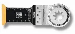Produktbild: FEIN E-Cut Carbide Pro Sägeblatt , Ve. 1 St., Breite 32 mm, Länge 60 mm, Aufnahme Starlock Plus, TiN-beschichtetes Hartmetall-Tauchsägeblatt mit extrem hoher Verschleißfestigkeit.