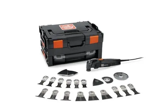 Produktbild: FEIN Multimaster MM 500 Plus BLACK EDITION, Leistungstark MultiTool mit über 30 Zubehören zum Sägen,Schleifen, Austrennen, 350 W, Anti-Vibrationssystem, Aufnahme StarlockPlus, QuickIN Werkzeugwechsel
