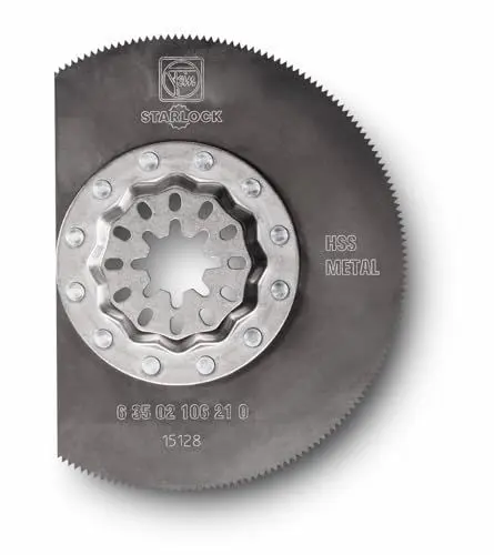 Produktbild: Fein HSS-Sägeblatt segmentiert (ø 85mm, Voll-HSS-Sägeblatt, Aufnahme Starlock, Metall-Verzahnung, für Bleche bis 1 mm, Kunststoff, Holz usw.) 63502106210