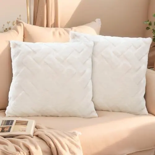 Produktbild: FeinKulturia 2er Set Kissenbezug 40x40cm Samt Zierkissenbezüge Weich Flauschig Sofakissen Luxus Plüsch Kissenbezüge für Sofa Schlafzimmer Wohnzimmer Kuschelkissen Dekokissen