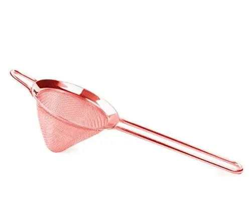 Produktbild: Feinmaschiges Cocktailsieb – feines Edelstahl-Sieb für Reis, Mehl, Nudeln, Cocktail, Getränke, Barsieb, Barkeeper, Bar-Werkzeug mini sieb edelstahl sieb küchensieb (Roségold)