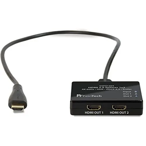 Produktbild: FeinTech VSP01204 HDMI-Splitter Ultra-HD 4K 60Hz HDR mit Scaler, Schwarz