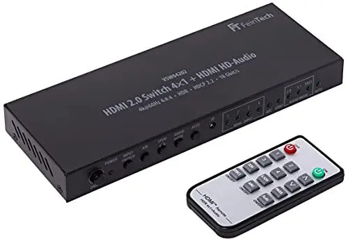 Produktbild: FeinTech VSW04202 HDMI 2.0 Switch 4x1 HD-Audio Extractor 7.1 ARC 4K 60Hz HDR CEC