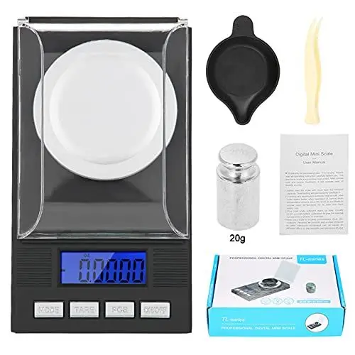 Produktbild: Feinwaage 20g/0,001g, Milligramm Waage mit Kalibriergewicht, Taschenwaage, Goldwaage, Münzwaage, Schmuckwaage, Digital Briefwaage mit Tara-Funktion, PCS Funktion(20g)