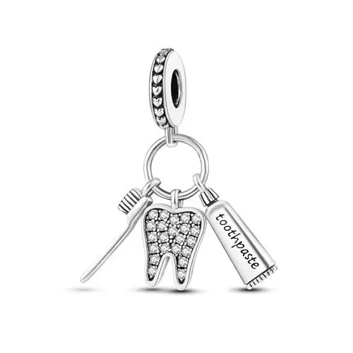 Produktbild: Feitery Christmas Familie Charms Armband Bead Charm für Damen Weihnachtszeit (Silberzähne)