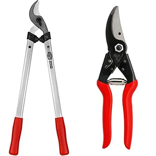 Produktbild: FELCO 211-60 Astschere (Länge 60 cm, ziehender Schneidkopf, Baumschere Schnitt-ø 35 mm, Griffe aus Aluminium, Gartenschere für schwere Schneidarbeiten) & 5 Gartenschere (Schnitt-ø 25 mm, Länge 225 mm)