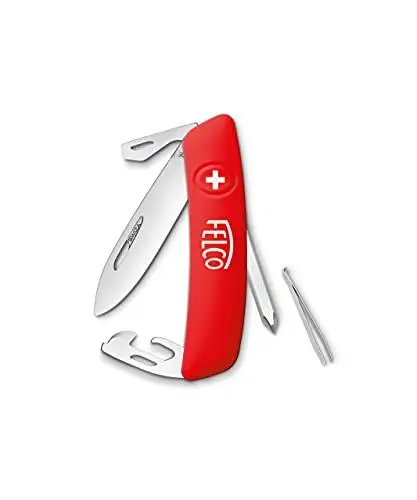 Produktbild: FELCO 504 Schweizer Taschenmesser (9 Funktionen, Klinge 75 mm, Messer inkl. Schlitzschraubendreher, Kreuzschraubendreher, Pinzette, Flaschenöffner, Dosenöffner, Klingenverriegelung), Rot