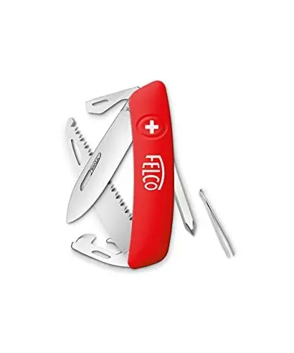 Produktbild: FELCO 506 Schweizer Taschenmesser , Klappmesser, Schnappmesser (10 Funktionen·· inkl. Schraubenzieher und Säge·· Robuste Klinge aus Edelstahl·· Kratzfester „Soft Touch“ Griff) 506, Rot