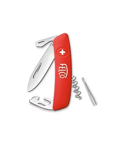 Produktbild: FELCO 503 Schweizer Taschenmesser (9 Funktionen, Klinge 75 mm, Messer inkl. Schlitzschraubendreher, Korkenzieher, Pinzette, Flaschenöffner, Dosenöffner, Klingenverriegelung), Rot