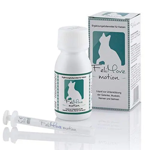 Produktbild: FeliMove Motion Gelenk-Liquid für Katzen zur Unterstützung des Bewegungsapparates mit Glucosamin, MSM, Grünlippmuschel, EPA und mehr. Ideal für den Bewegungsapparat.