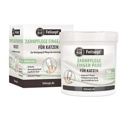 Produktbild: Felisept Zahnpflege FingerPads für Katzen 50 Stück Fingerlinge für effektive Katzen Zahnpflege, Mundhygiene und frischen Atem Reduziert Plaque Zahnreiniger Katze Zahnpflege Katzen