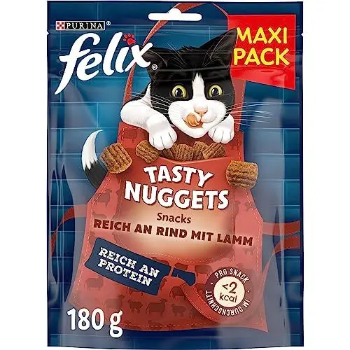 Produktbild: FELIX Tasty Nuggets Reich an Rind mit Lamm Katzensnacks, 6 x 180g