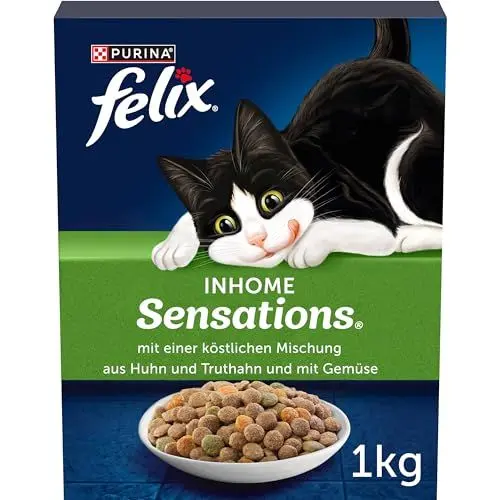 Produktbild: Felix Katzentrockenfutter Inhome Sensations (mit Huhn Getreide und Zugabe von Gartengrün) 1 kg Karton