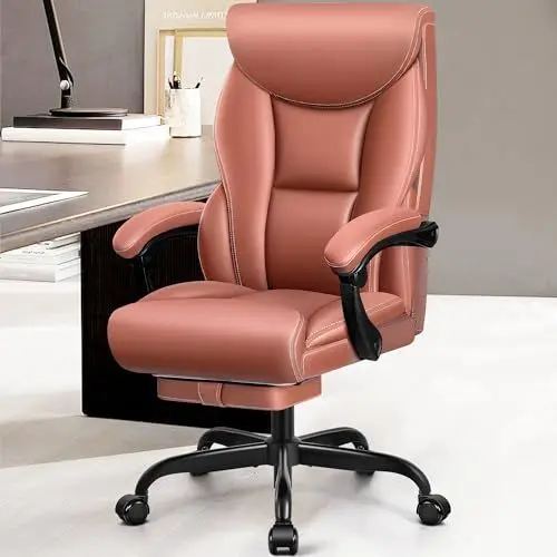 Produktbild: FelixKing ergonomischer Bürostuhl, Chefsessel aus PU-Leder, hoher Rücken, Kippbarer Computerstuhl mit Fußstütze, Lendenwirbelstütze, höhenverstellbar (Matt Braun)