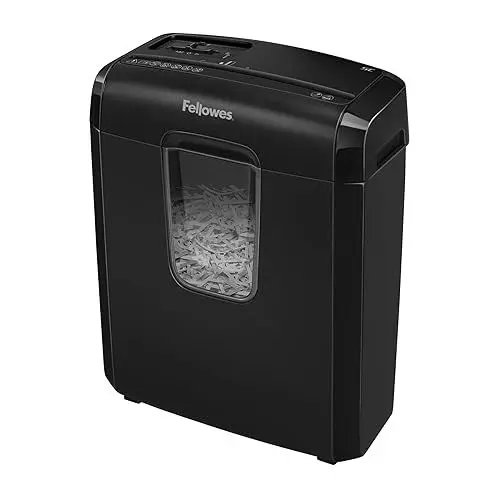 Produktbild: Fellowes Aktenvernichter 6 Blatt Partikelschnitt (P4), Papierschredder für Zuhause, Powershred 6C, Schredder mit 11L Papierkorb und Sicherheitssperre, verarbeitet Kreditkarten, Büroklammern, schwarz
