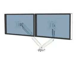 Produktbild: Fellowes Monitor Halterung für 2 Monitore bis je 32 Zoll (81,28 cm) - Platinum Series Monitor Arm mit Gasfeder, USB Ports - Klemmbefestigung oder Kabeldurchlass - Farbe: Weiss