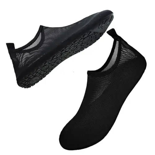 Produktbild: FELOVE Badeschuhe Wasserschuhe Strandschuhe Surfschuhe Barfuß Schuhe,Breathable Schwimmschuhe Hausschuhe Yoga Schuhe für Wassersport für Damen Herren, Schwarz.DO 40/41