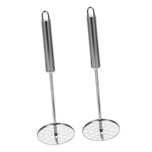 Produktbild: FELTECHELECTR 2-teiliges Kartoffelstampfer-set Manuelle Kartoffelpresse Für Babynahrung Silberfarben Leicht Zu Verarbeitendes Material Bequemer Griff