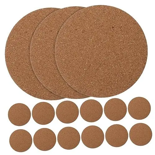 Produktbild: FELTECHELECTR 30 Stück Runde Korkplatten Zum Basteln Unbehandelte Korkplatten – Rückseite