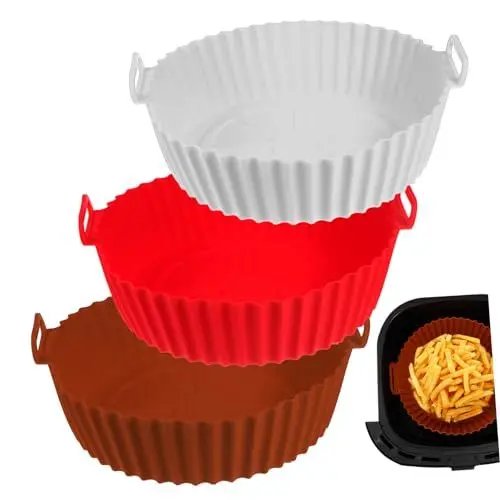 Produktbild: FELTECHELECTR Silikon-luftfritteusenmatte 3-teiliges Set Antihaft-tabletts Wiederverwendbare Einlagen Für Luftfritteusen-backbleche