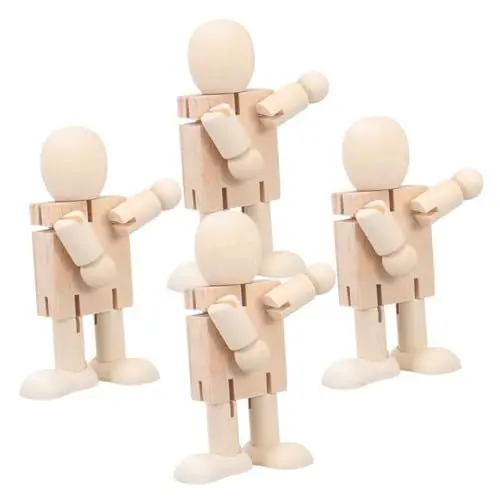 Produktbild: FELTECHELECTR Holz Roboter Figuren Unfinished Roboter Spielzeug Für Jungen Und Mädchen Graffiti Puppen Form