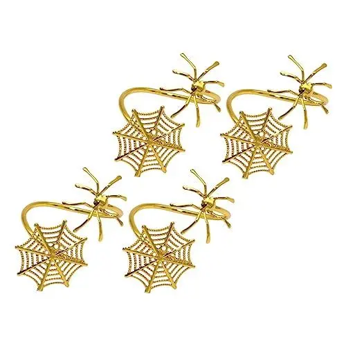 Produktbild: FELTECHELECTR Halloween 4er Pack Serviettenringe Aus Metall Spinnennetz Gruselig Elegant