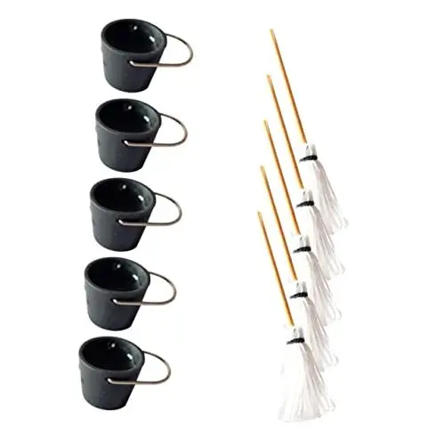 Produktbild: FELTECHELECTR 5sätze Mini Mop Bucket Für Puppenhaus Teiliges Miniatur Eimer Zubehör Für Szenen Geeignet Für Erwachsene Für Puppenhaus Küche Oder Wohnzimmer