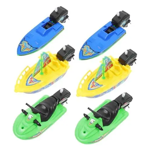 Produktbild: FELTECHELECTR 6 STK Bootssegeln Spielen Lustiges Bootsspielzeug Spielzeug-u-Boot Schwimmspielzeug Stapelboote, Badespielzeug Schwimmendes Fahrzeug Kinder-rennboot Uhrwerk Tierspielzeug Plastik