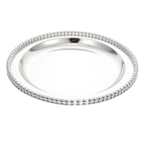 Produktbild: FELTECHELECTR Kuchenblech Snack tablett trockenfrüchte Metall tablett tabelett Tray Grillgericht Cupcake-Behälter Rundes dekoratives Tablett Bonbonteller Obstteller aus Metall Eisen Silver