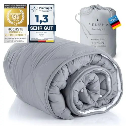 Produktbild: Feluna® Bettdecke 4-Jahreszeiten Steppdecke Bettwäsche·· Atmungsaktive Winter- & Sommerdecke·· Zweiteilige Decke mit Druckknöpfe für Erwachsene & Kinder (200 x 200 cm)