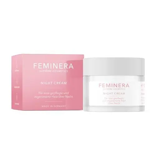 Produktbild: Feminera Anti-Aging Nachtcreme für Frauen - Hyaluron Nachtcreme gegen Falten - Feuchtigkeitspflege und Regeneration - beruhigende Nachtcreme 50ml