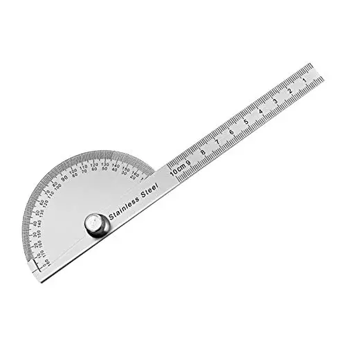 Produktbild: FEMONGY Winkelmesser Winkelmesser Metall 180° Edelstahl Goniometer mit Feststellschraube-Winkelmesser mit Skala Lineal für Schule Tischler DIY Malerei Zeichnung Anzeichnen