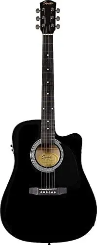 Produktbild: Fender 0930307006 SA-105CE Dreadnought-Cutaway E-Gitarre – Schwarz Full 4/4 Schwarz, Inklusive kostenloser virtueller Kurse auf Fender Play