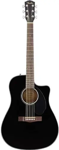 Produktbild: Fender CD-60SCE Dreadnought Elektroakustikgitarre, Hochwertige Westerngitarre mit Cutaway, Ideal für Bühne und Studio, Inklusive virtueller Kurse auf Fender Play, Schwarz