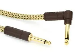 Produktbild: Fender Deluxe Series Gitarreninstrumentenkabel, hochwertiges Gitarrenkabel, ideal für E-Gitarre, E-Bass, langlebig, rauscharm, flexibel, 3m Länge, gerade Winkelstecker, klassisches Tweed-Design