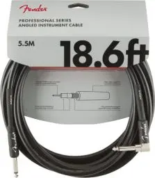 Produktbild: Fender Professional Series Instrumentenkabel, 5,7 m, Gerade zu Abgewinkelt, Schwarz, Gitarrenkabel für E-Gitarre, Bass, Studio, Audio & Profi Kabel