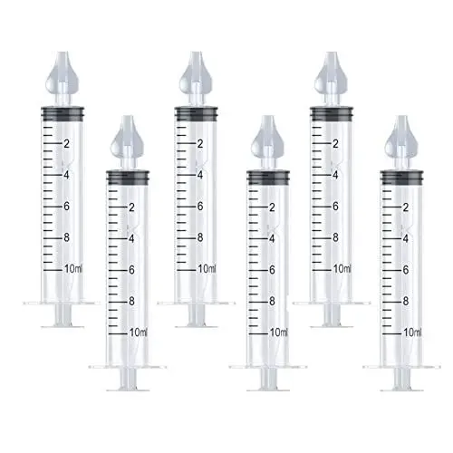 Produktbild: FENGCHUANG 6 Stück Nasenspüler für Babys, Wiederverwendbare Nasenreiniger mit Silikon-Nasensaugspitze Neti-Topf Nasendusche, Universell für Kinder und Erwachsene, Sicherer und Komfortabel (10ml)