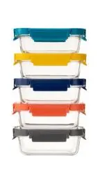 Produktbild: Fenger Lunchbox Bento box Brotdose,Frischhaltedosen,Vorratdosen aus Glas für Gesunde Mahlzeiten mit Auslaufsichen&Glas Deckel,BPA-frei (5 * 640ml)