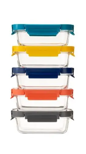 Produktbild: Fenger Lunchbox Bento box Brotdose,Frischhaltedosen,Vorratdosen aus Glas für Gesunde Mahlzeiten mit Auslaufsichen&Glas Deckel,BPA-frei (5 * 640ml)