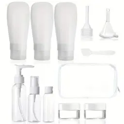 Produktbild: FENGQQKJ 11 Stück Handgepäck Flüssigkeiten Transparenter Kulturbeutel Reiseset Flaschen Handgepäck Reiseflaschen zum Befüllen Mini Kulturtasche Reiseset für Kosmetik Shampoo