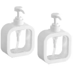 Produktbild: FENGQQKJ 2 Stück Seifenspender Shampoo Spender für Dusche Duschgelspender für Dusche Shampoo-Spender-Flaschen Spender Pumpflasche Befüllen Weiß Transparent Abnehmbar 500ml für Badezimmer