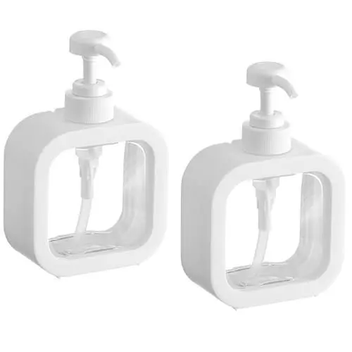 Produktbild: FENGQQKJ 2 Stück Seifenspender Shampoo Spender für Dusche Duschgelspender für Dusche Shampoo-Spender-Flaschen Spender Pumpflasche Befüllen Weiß Transparent Abnehmbar 500ml für Badezimmer