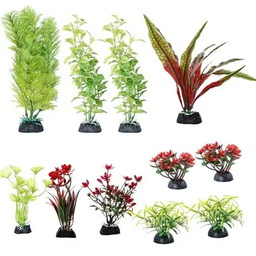 Produktbild: FENGQQKJ Aquarium Deko Aquarium Zubehör Aquariums Pflanzen Künstlich Wasserpflanzen Aquariums Miniteich Plastikpflanzen Fisch Tank Schildkröte Aquarien Dekorationen für Aquarien 11 Stück