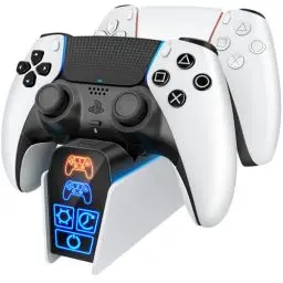 Produktbild: Fenolical Ladestation für DualSense PS5 & Edge Controller, Touch-Ladestation, Zeitgesteuerte, Multifunktionale Playstation5-Gaming-Ladestation mit frei Steuerbarer Beleuchtung