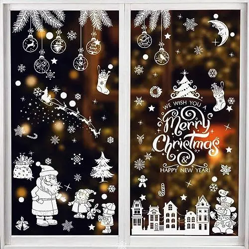 Produktbild: Fensterbild Weihnachten Selbstklebend,9 Stück Fensterdeko Weihnachten,Weihnachtsdeko Fenster,Fensterbilder Weihnachten,Weihnachts Fensterbilder Selbstklebend,Fenstersticker Weihnachten